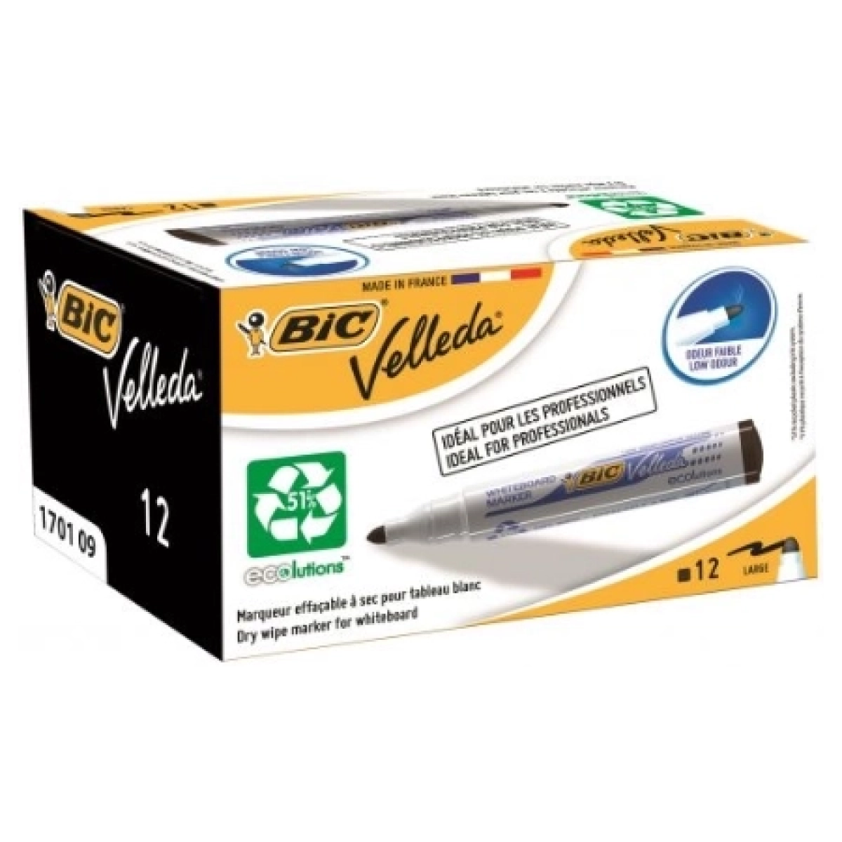 Bic crni brisivi marker VELLEDA 1701
