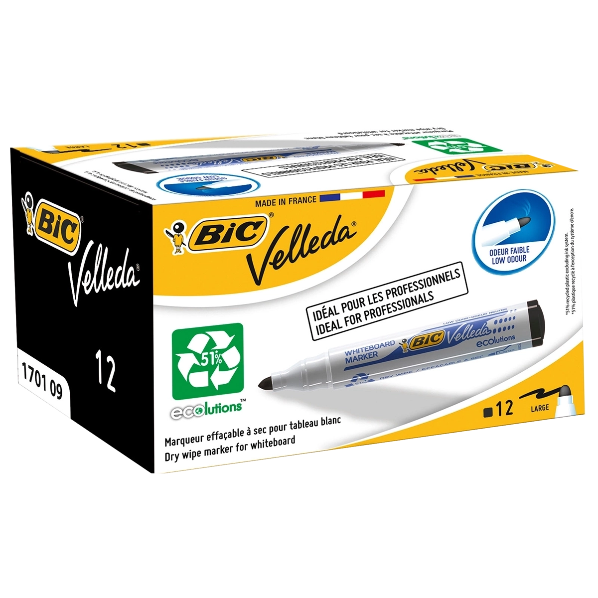 Bic crni brisivi marker VELLEDA 1701