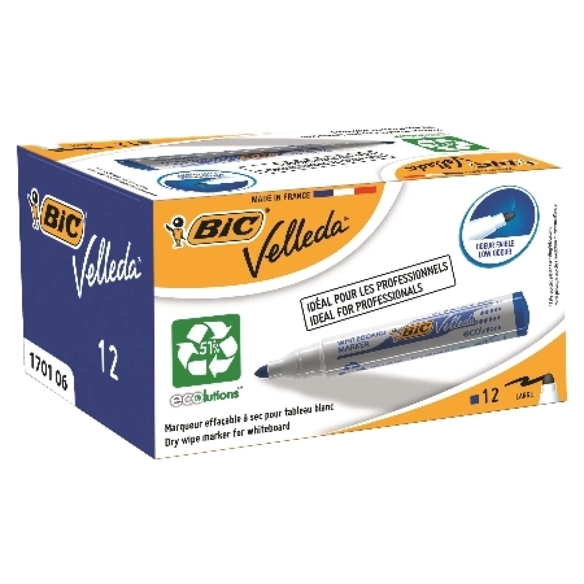 Bic plavi brisivi marker VELLEDA 1701