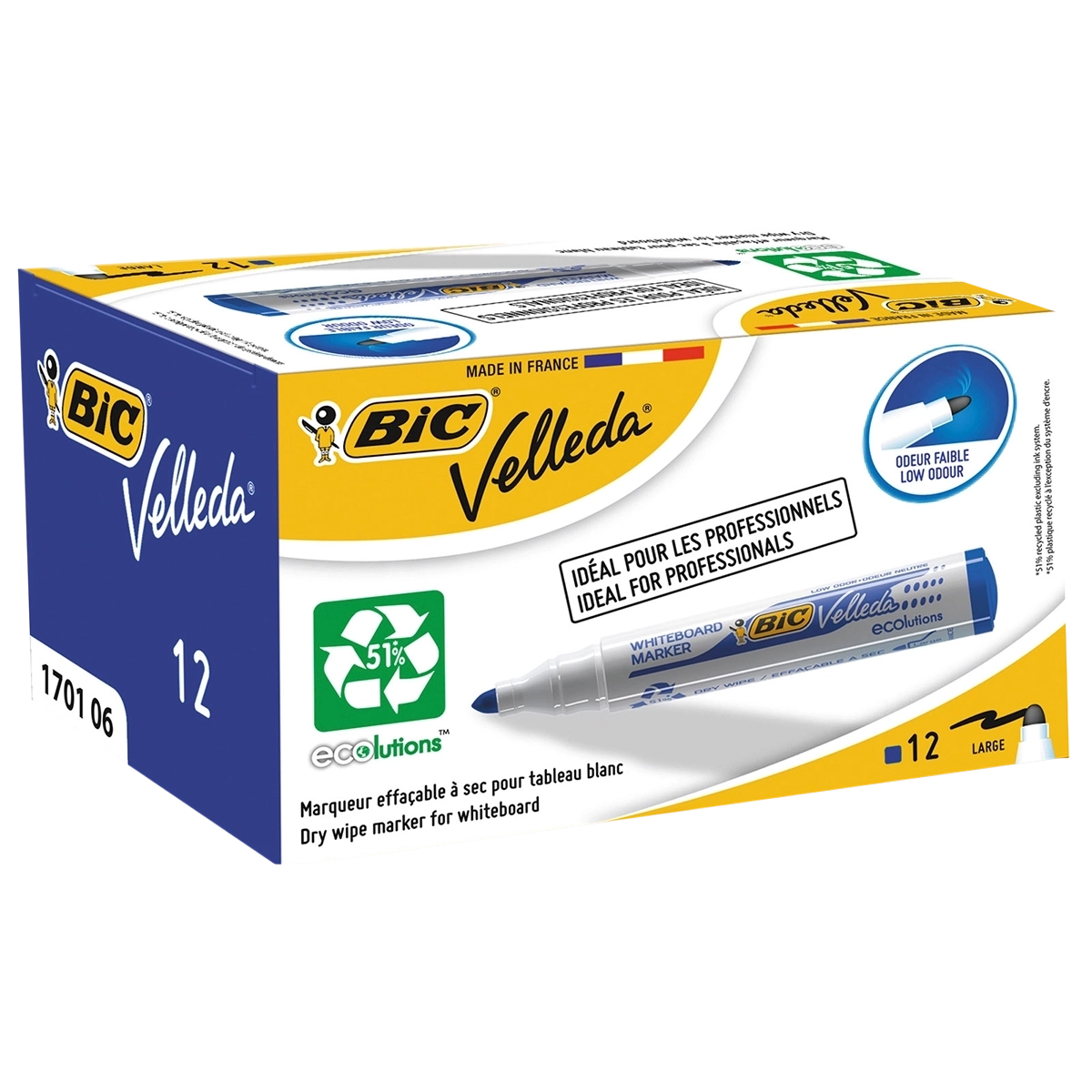 Bic plavi brisivi marker VELLEDA 1701