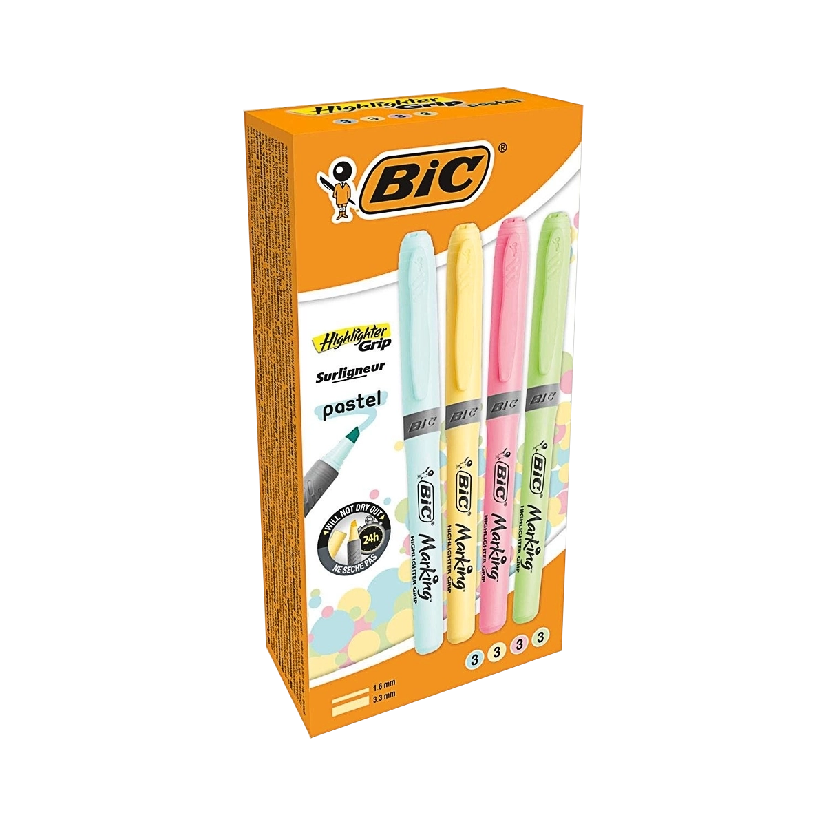 Bic highlighter grip pastel 12/1