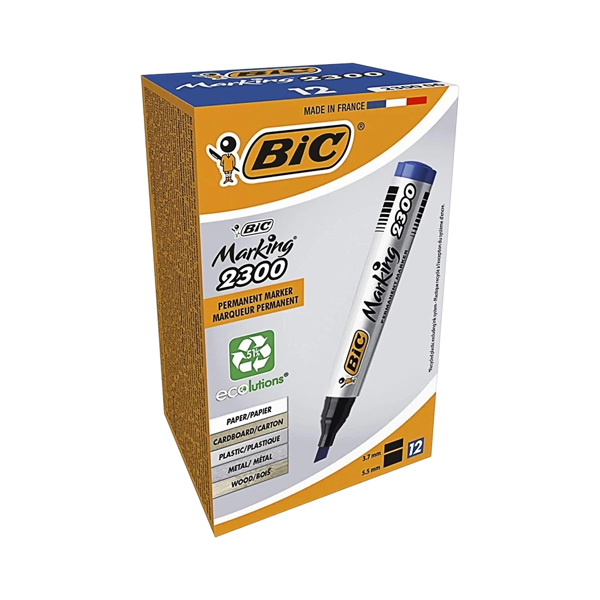Bic permanent marker plavi 2300 kosi vrh