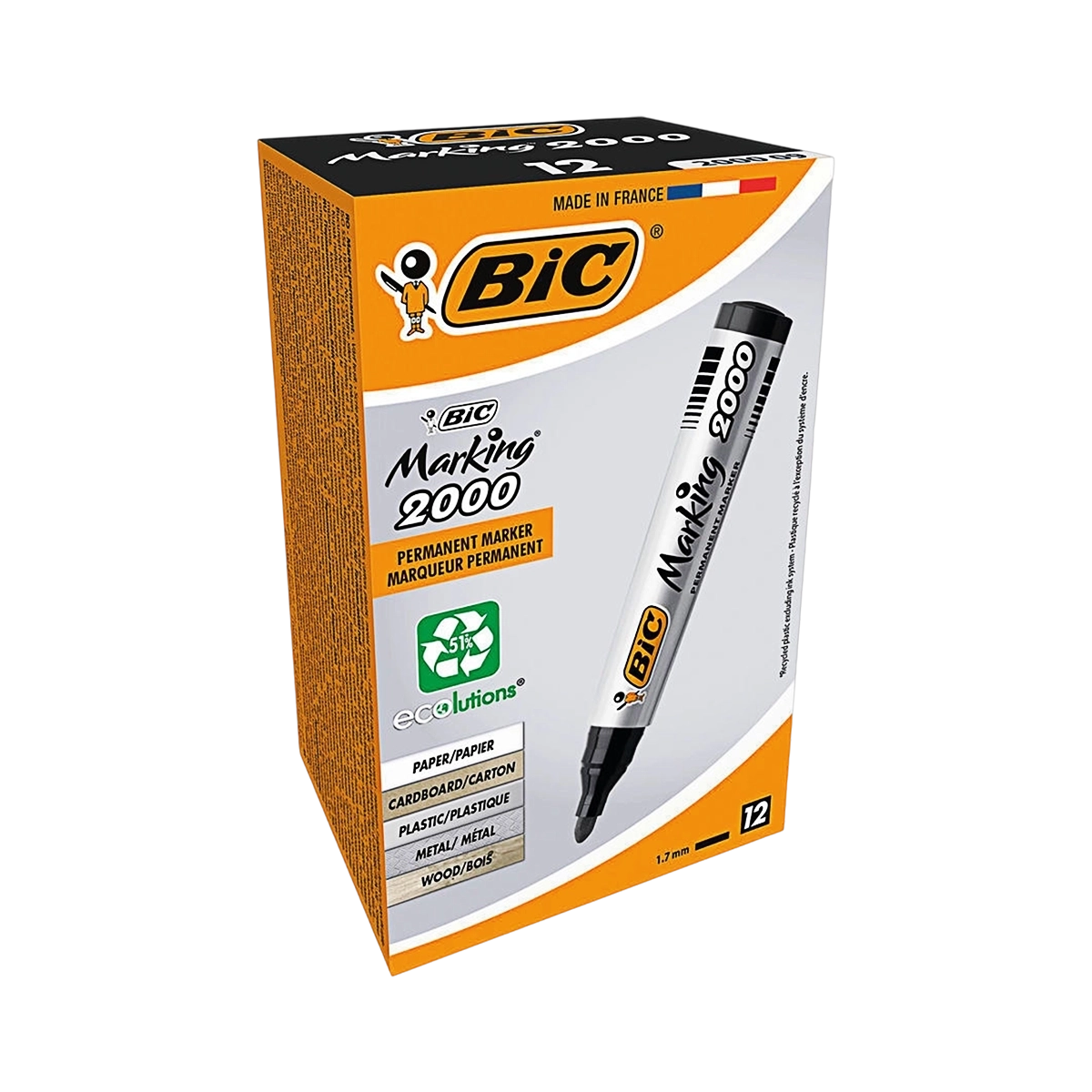 Bic permanent marker crni 2000 obli vrh